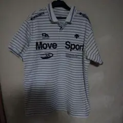 DESCENTE Move Sport ストライプポロシャツ