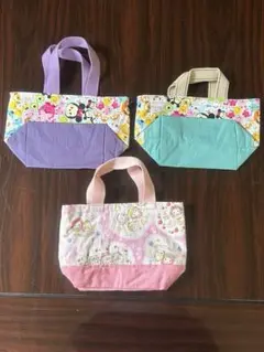 カラフルキャラクター柄トートバッグ3点セット