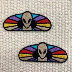 刺繍ワッペン　エイリアン　宇宙人　UFO　2枚セット