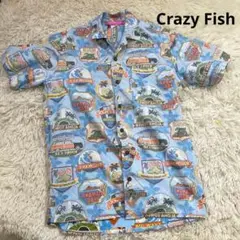3627【オアフ島モチーフS】CRAZYFISH アロハシャツ　スプーナークロス