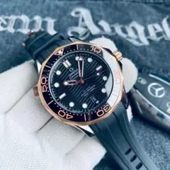 オメガ 自動巻き 腕時計 ブラック/オレンジ 40mm