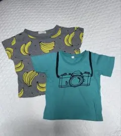本日限定価格　ベビー　バナナ柄　カメラプリント　Tシャツ　セット　80 90