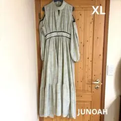 ジュノア　ショルダーオープンワッシャーワンピース XL ライトグリーン