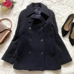 アンゴラ・カシミヤ混♡ MARGARET HOWELL 定番ピーコート ネイビー