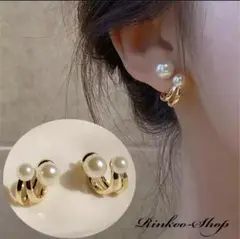 新品 ♡ 2way ピアス 2粒 パール ピアス ゴールド 真珠 プレゼント