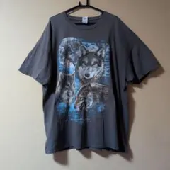 古着BIGサイズ!!オオカミさん グラフィック Tシャツ 3XL★濃グレー