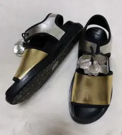 MARNI/マルニ/フラワーサンダル/size35/ゴールド×シルバー