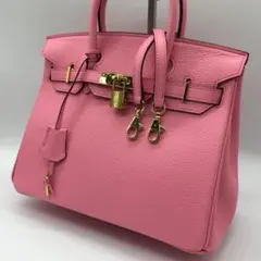 ハンドバッグ ショルダー カデナ 南京錠 レザー ピンク ゴールド ノーブランド