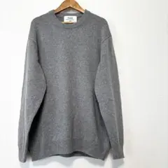 SHIPS メンズ　カシミヤ　ウール　ニット セーター 長袖 無地　グレー L