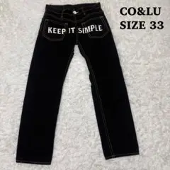 ココルルCO&LU♦︎美品　前後ロゴプリントパンツ　ジーンズ　ブラック　33