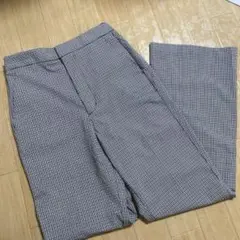 新品未使用 GU チェックフレアパンツ S バックゴム 希少