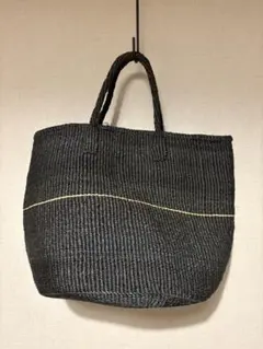 カゴバック　黒に白のライン　40✖️30✖️28cm程度