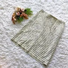 【ジェットレーベル】 (36/S) タイトスカート ひざ丈 ツイード 刺繍 旅行