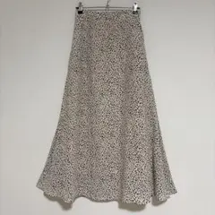 ⭐︎美品⭐︎ フレアロングスカート ベージュヒョウ柄 Aライン 裏地あり 豹【L】