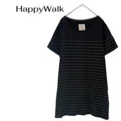 ❤️HappyWalk半袖ボーダーTシャツ　チュニック　カジュアル　大きめ３Ｌ