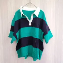 コルザ トップス カットソー Tシャツ ポロシャツ ボーダー 半袖 グリーン L