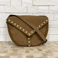 美品 サンローラン Yスタッズデザイン スウェード ショルダーバッグ ブラウン