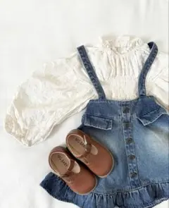 flo デニムフリルサロペット　スカート　 size5