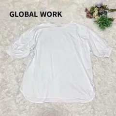 a.1429【グローバルワーク】半袖Tシャツ 無地 白 L ゆったり カジュアル