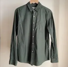 【美品】パナマ織り 綿麻ストレッチ長袖シャツ（Lサイズ）