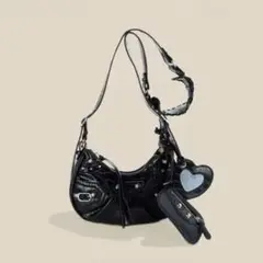 archive Y2K leather hand bag white studs