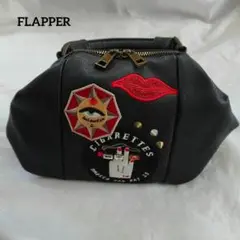 FLAPPER フラッパー ワッペン付きハンドバッグ ブラック