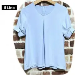 美品【il Lino】ブラウス　半袖トップス　パフスリーブ　バックボタン