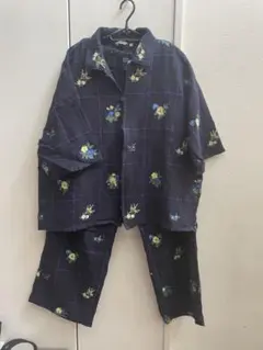 ニコアンド 花柄刺繍ネイビーセットアップ