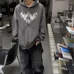 HOLY IN CODE グレー パーカー ジップアップ