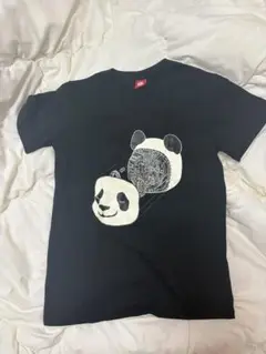 パンダイラスト黒半袖Tシャツ