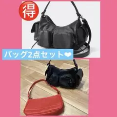 バッグ2点セット　GU レザータッチアウトポケットバッグ