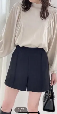 GRL センターピンタックショートパンツ ブラック 【kn25】