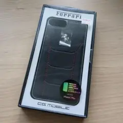 iPhone7/8 Plus対応 フェラーリ 本革 ハードカバー ブラック