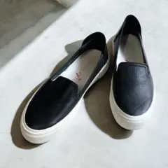 美品✨SPINGLE nima スニーカー 厚底 レザー 黒 ブラック