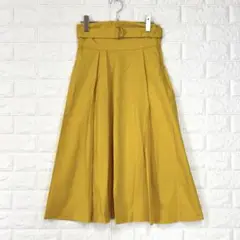 マイセルフアバハウス【F】黄色 ロングスカート 共布ベルト 春夏 ボリューム