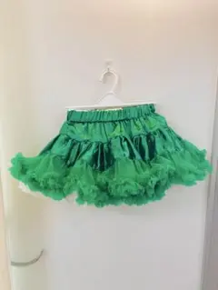 ホワイトグリーン♡ふわふわキッズ♡チュチュ　パニエ　スカート