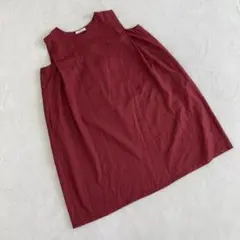 ⭐️ショコラフィーネローブ⭐️ノースリーブトップス 赤 背中タック 体型カバー