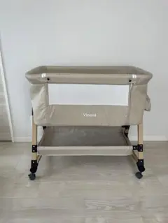 Vinona ベビーベッド　添い寝ベッド　ベージュ Amazon.co.jp: ベビーベッド 添い寝 折りたたみ ハイローベッド