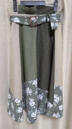 axes femme ロングスカート オリーブグリーン