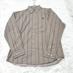 新品未使用♥ ビバリーヒルズ 【M】シャツ 長袖 ストライプ ベージュ メンズ