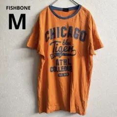 FISHBONE オレンジ Tシャツ Mサイズ リンガー 半袖 バックプリント