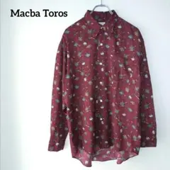 マクバトロス 長袖 総柄シャツ ボルドー ヴィンテージ フリー