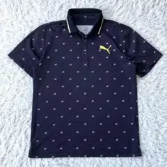 美品 Puma プーマ ポロシャツ ロゴ刺繍 パターン入り L 3096