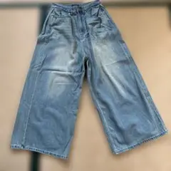 ニコアンド ウィグルウィグルコラボサイドタックデニムパンツ M ライトブルー中古
