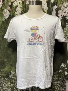 KINASHI CYCLE(水森亜土)亜土ちゃんTシャツ　ホワイト　XLサイズ
