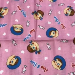 ペコちゃん ポコちゃん ミルキー柄 ダブルガーゼ 生地 はぎれ ピンク