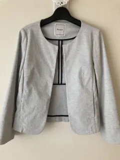 ☆美品☆Anatelier ノーカラーストレッチジャケット ネイビー36