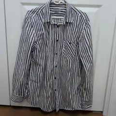 ZARA MAN スリムフィット 長袖シャツ ストライプ　L　青/白