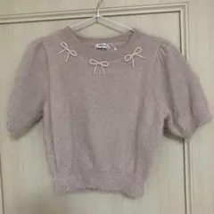 INGNI パール付きリボン 半袖ニット
