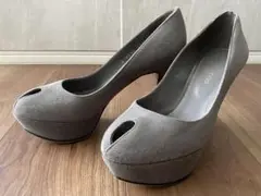 セルジオロッシ スエード グレー パンプス 22.5 厚底 34 1/2